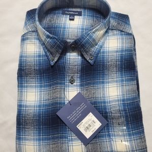 Croft & Barrow Men’s Flannel Shirt Blue Plaid – Size L, NWT Button Down